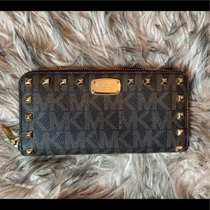 Michael Kors studded brown wallet